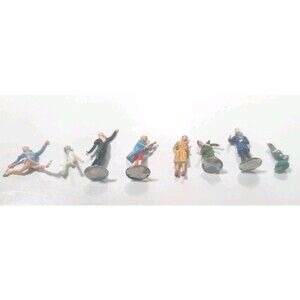 Vintage Set Of 8 Teeny Tiny Figurines / Rooster Diorama Circa 1960's minitures